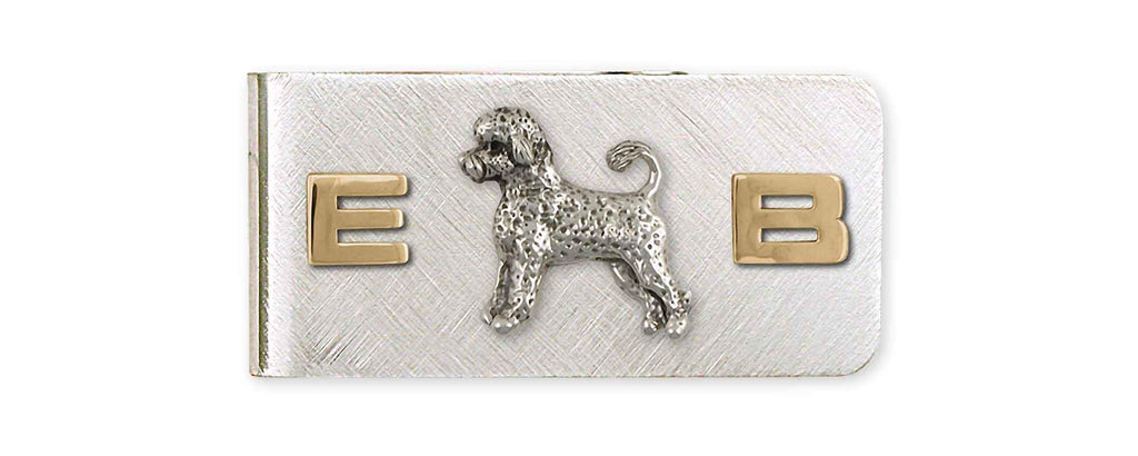 Portuguese Water Dog Charms Portuguese Water Dog Money Clip Silver And 14k Gold On Stainless Steel Portuguese Water Dog Jewelry Portuguese Water Dog jewelry