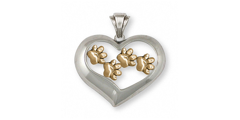 Dog Paw Charms Dog Paw Pendant Silver And Gold Dog Jewelry Dog Paw jewelry