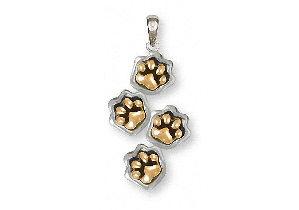 Dog Paw Charms Dog Paw Pendant Silver And Gold Dog Jewelry Dog Paw jewelry