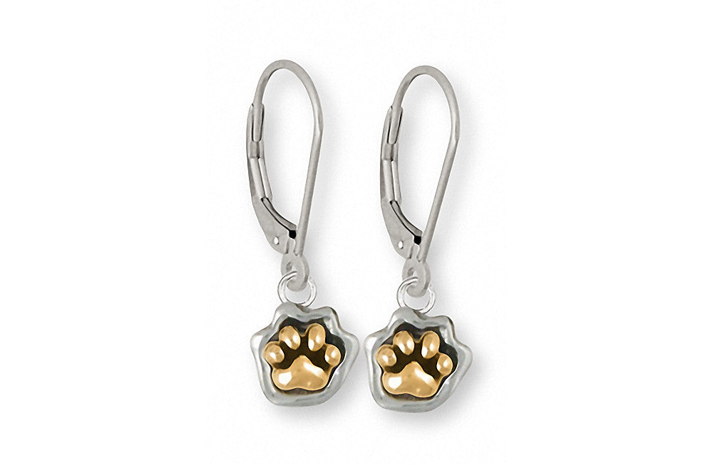 Dog Paw Charms Dog Paw Earrings Silver And Gold Dog Jewelry Dog Paw jewelry