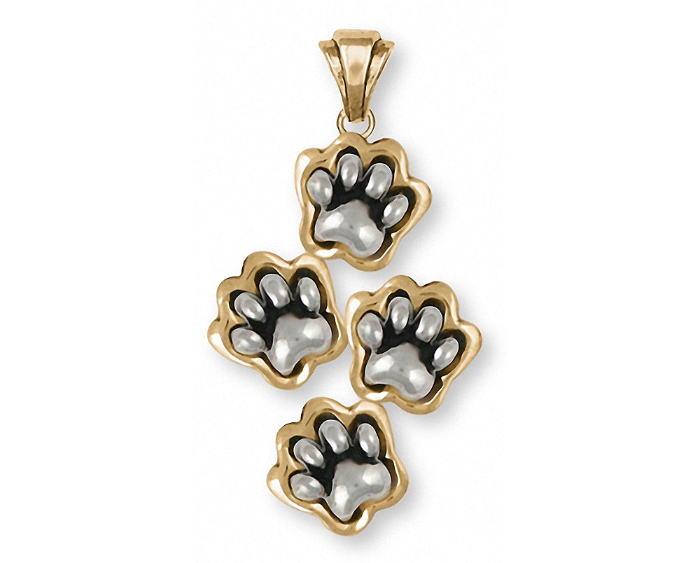 Dog Paw Charms Dog Paw Pendant Silver And Gold Dog Jewelry Dog Paw jewelry