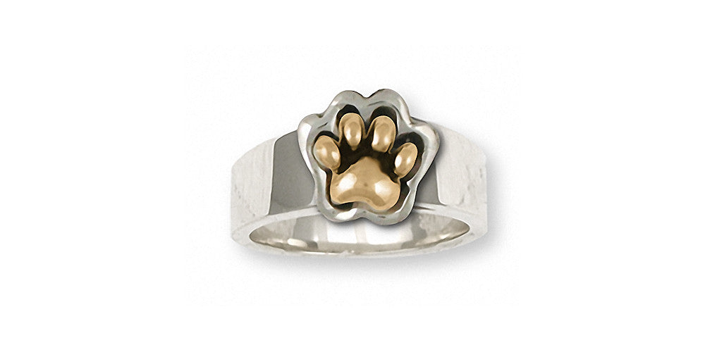 Dog Paw Charms Dog Paw Ring Silver And Gold Dog Jewelry Dog Paw jewelry