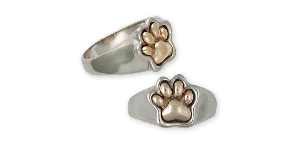Celebrity Style Sideways Cross ring With By Pass Paw Print - Solid Gold or  Sterling Silver (Yellow, Rose or White Gold)
