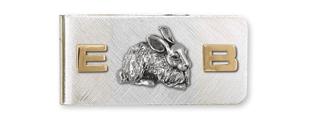 Rabbit Charms Rabbit Money Clip Silver And 14k Gold Bunny Rabbit Jewelry Rabbit jewelry