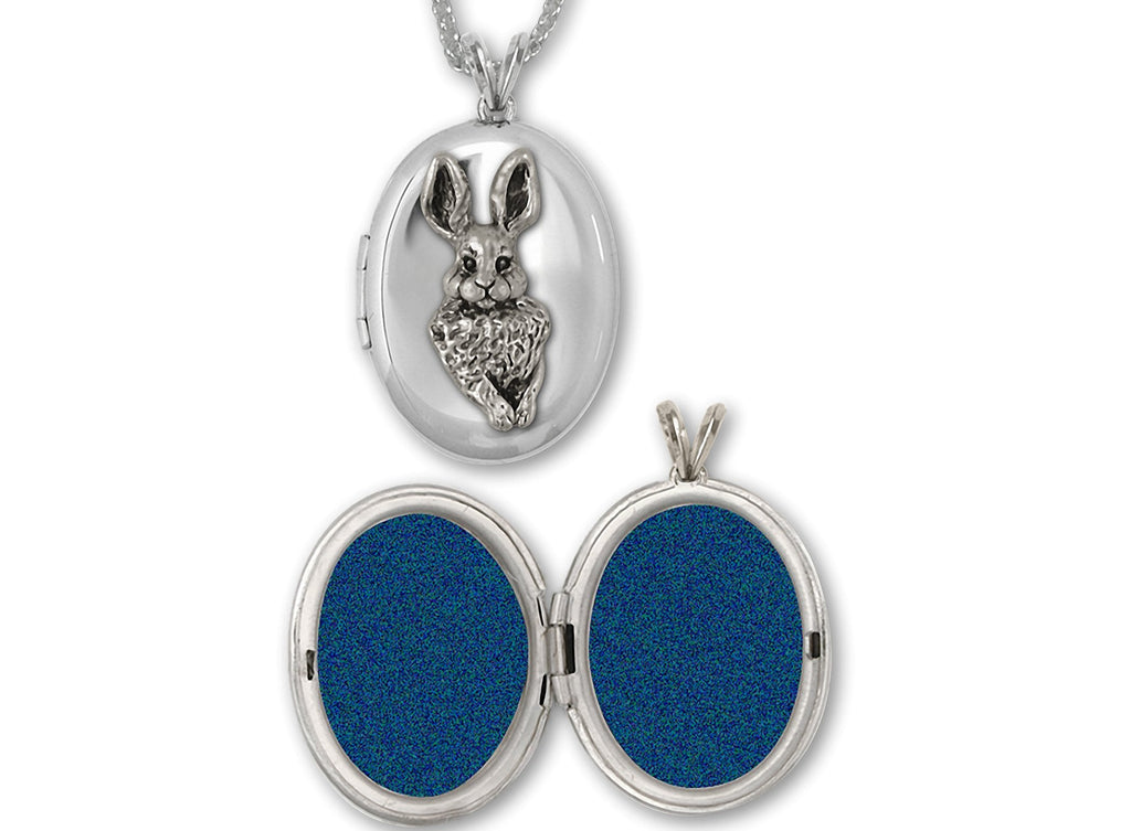 Rabbit Charms Rabbit Photo Locket Sterling Silver Bunny Jewelry Rabbit jewelry