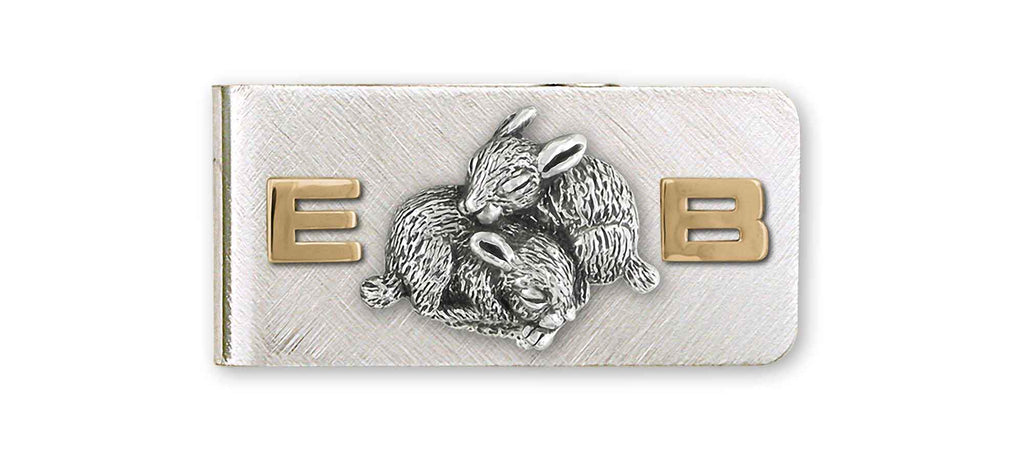 Rabbit Charms Rabbit Money Clip Silver And 14k Gold On Stainless Steel Bunny Rabbit Jewelry Rabbit jewelry