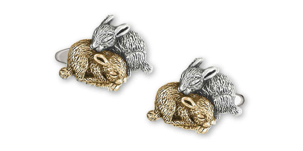 Rabbit Charms Rabbit Cufflinks 14k White And Yellow Gold Bunny Rabbit Jewelry Rabbit jewelry