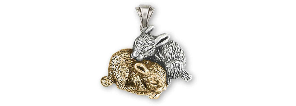 Rabbit Charms Rabbit Pendant 14k White And Yellow Gold Bunny Rabbit Jewelry Rabbit jewelry