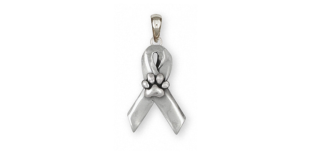 Dog Paw Charms Dog Paw Pendant Sterling Silver Awareness Ribbon Jewelry Dog Paw jewelry