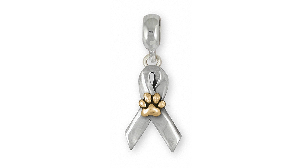 Dog Paw Charms Dog Paw Charm Slide Sterling Silver Awareness Ribbon Jewelry Dog Paw jewelry