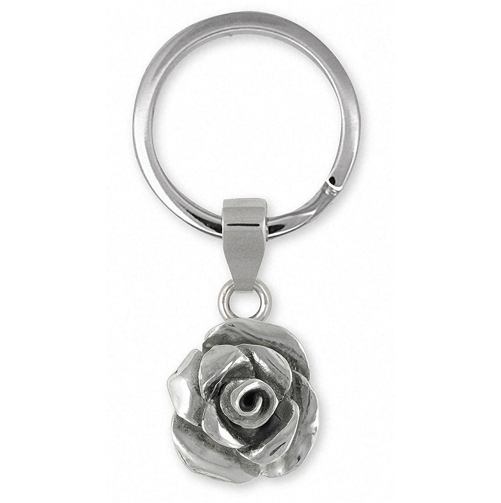 Rose Charms Rose Key Ring Sterling Silver Flower Jewelry Rose jewelry