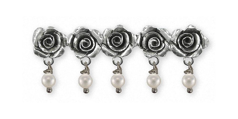 Rose Charms Rose Brooch Pin Sterling Silver Flower Jewelry Rose jewelry