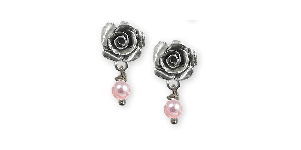 Rose Charms Rose Earrings Sterling Silver Flower Jewelry Rose jewelry