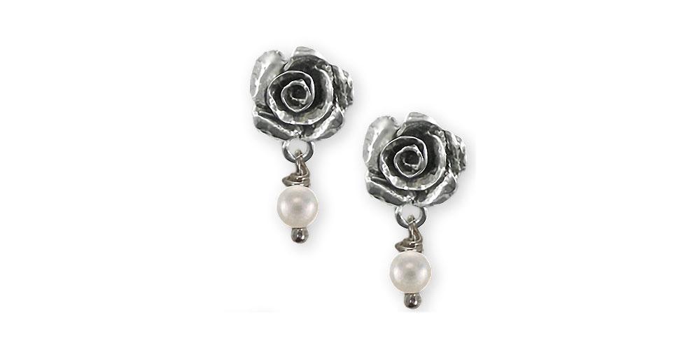Rose Charms Rose Earrings Sterling Silver Flower Jewelry Rose jewelry
