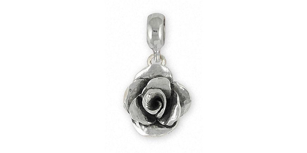 Rose Charms Rose Charm Slide Sterling Silver Flower Jewelry Rose jewelry
