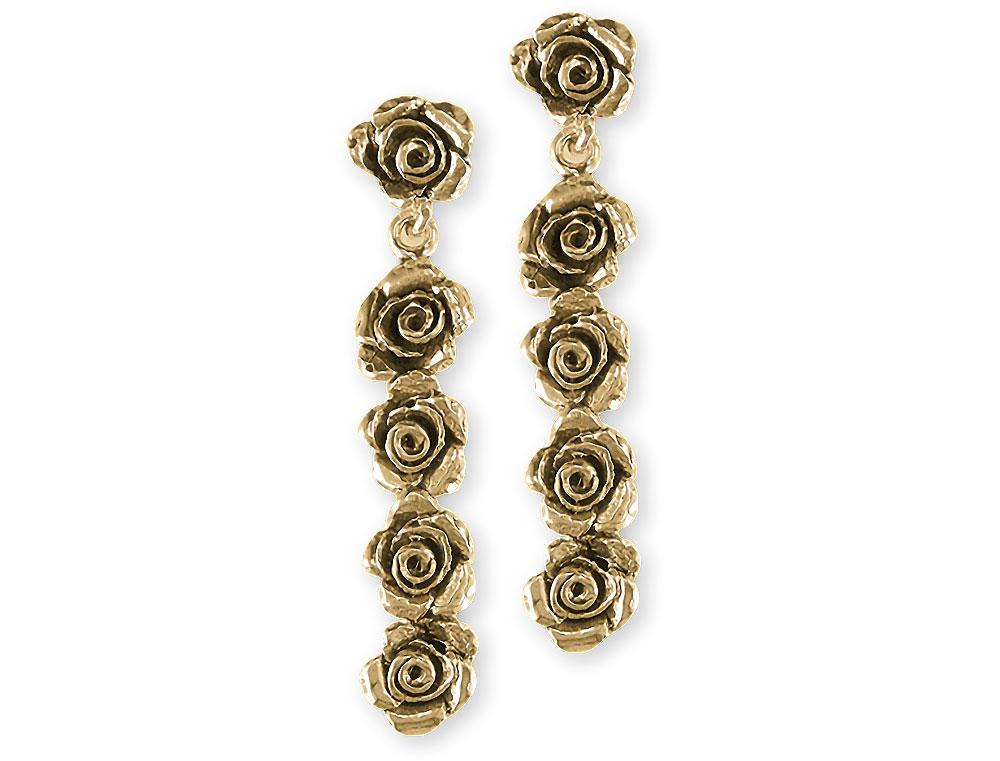 Rose Charms Rose Earrings 14k Gold Flower Jewelry Rose jewelry