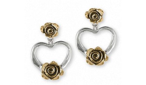 Gold Rose Charms Flower Charm (4pcs / 12mm x 17mm / Gold) Floral Jewelry Rose Drop Add on Charm Earrings Wedding Decoration Supplies CHM1726