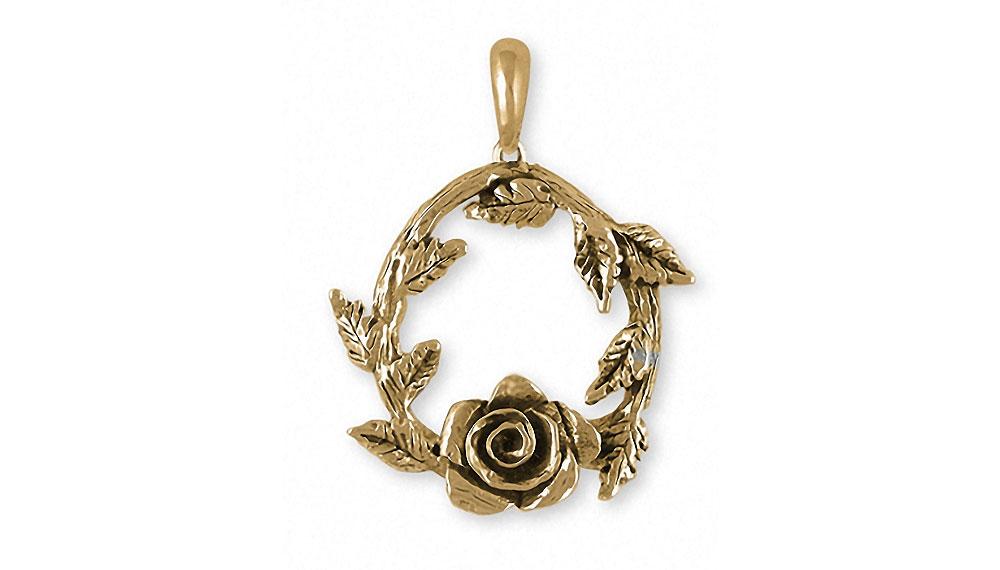 Rose Charms Rose Pendant Gold Vermeil Flower Jewelry Rose jewelry