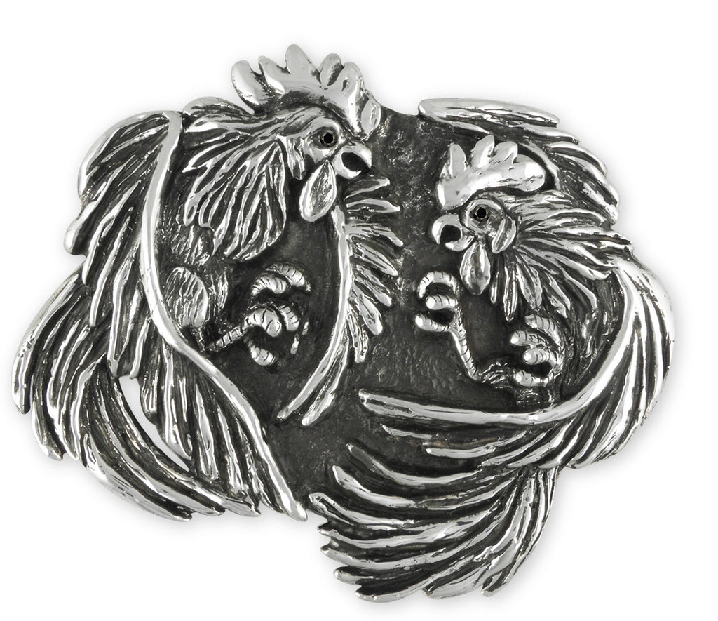 Fighting Rooster Charms Fighting Rooster Belt Buckle Handmade Sterling Silver Mens Jewelry Fighting rooster jewelry