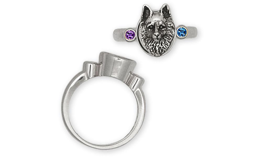Schipperke Charms Schipperke Ring Sterling Silver Dog Jewelry Schipperke jewelry