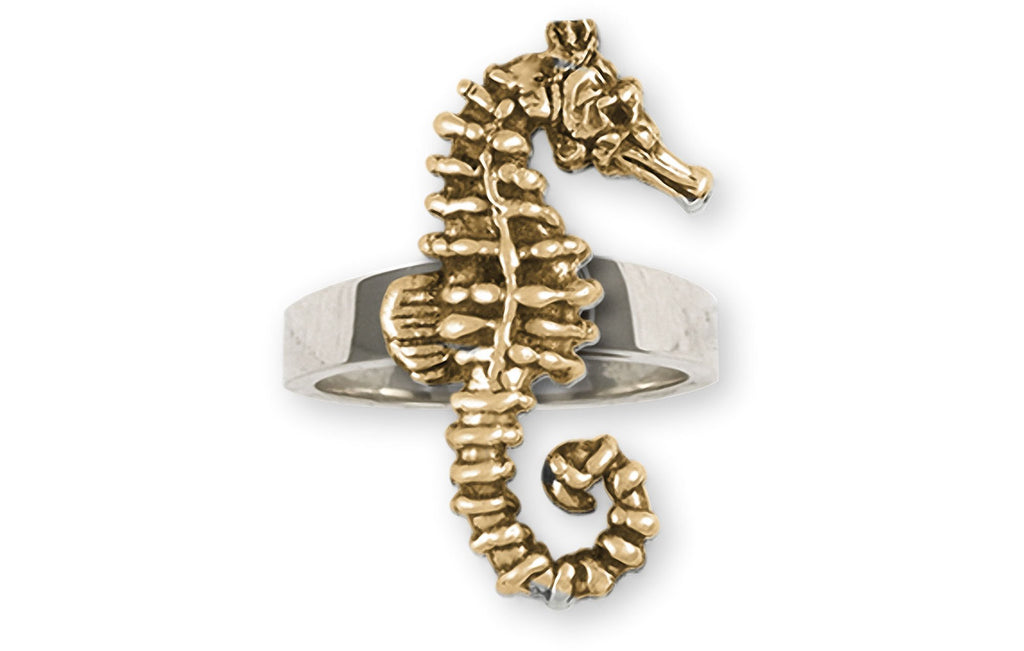 Seahorse Charms Seahorse Ring Silver And 14k Gold Sea Horse Jewelry Seahorse jewelry