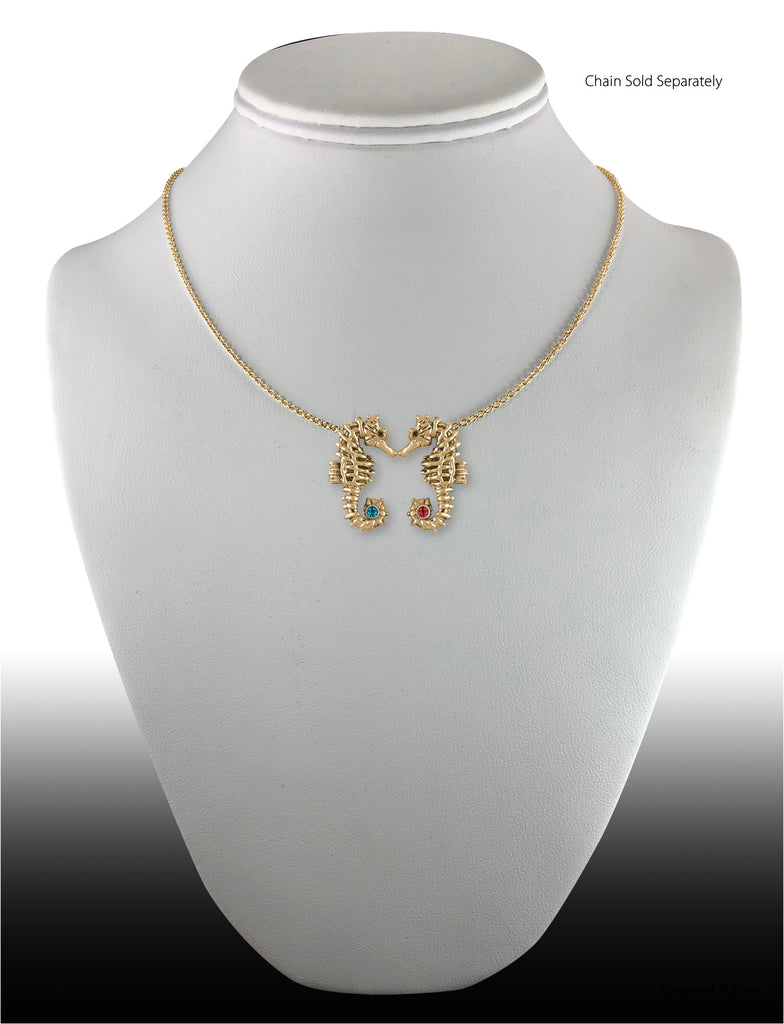 Seahorse Jewelry 14k Gold Handmade Sea Horse Birthstone Necklace  SE2-2SNKG