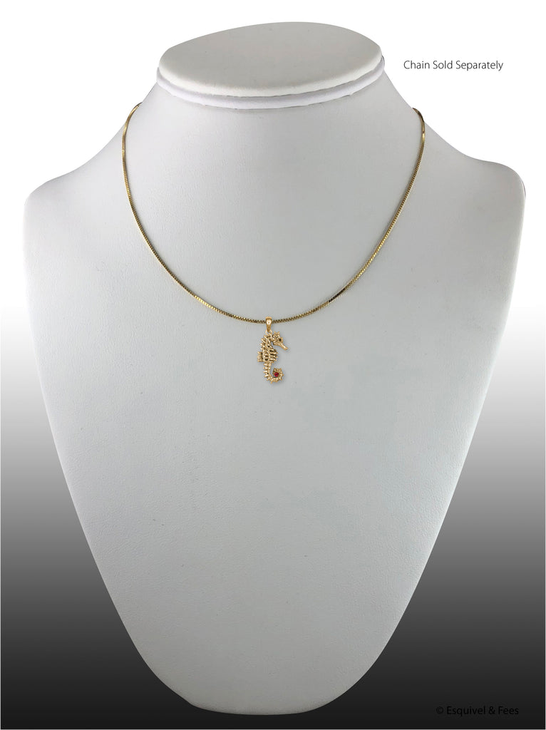 Seahorse Jewelry 14k Gold Handmade Sea Horse Birthstone Pendant  SE3-SPG