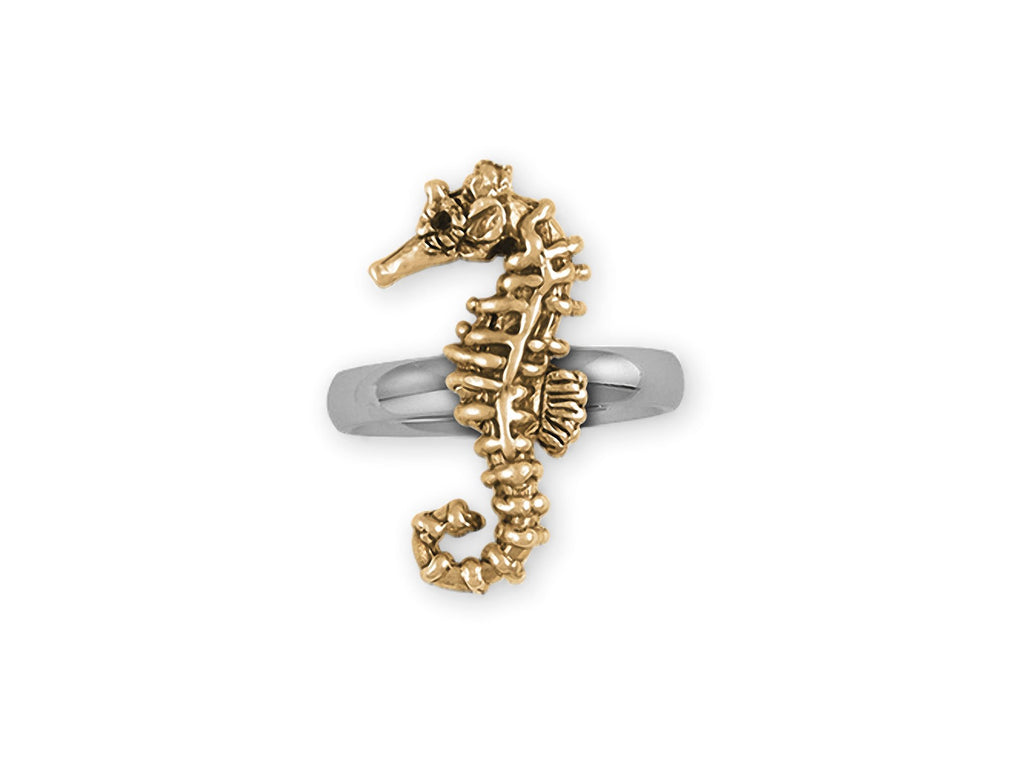 Seahorse Charms Seahorse Ring Silver And 14k Gold Sea Horse Jewelry Seahorse jewelry