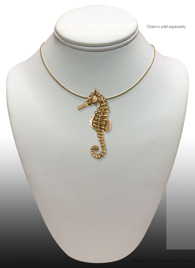 Seahorse Jewelry 14k Gold Handmade Sea Horse Pendant  SE5-PBRG