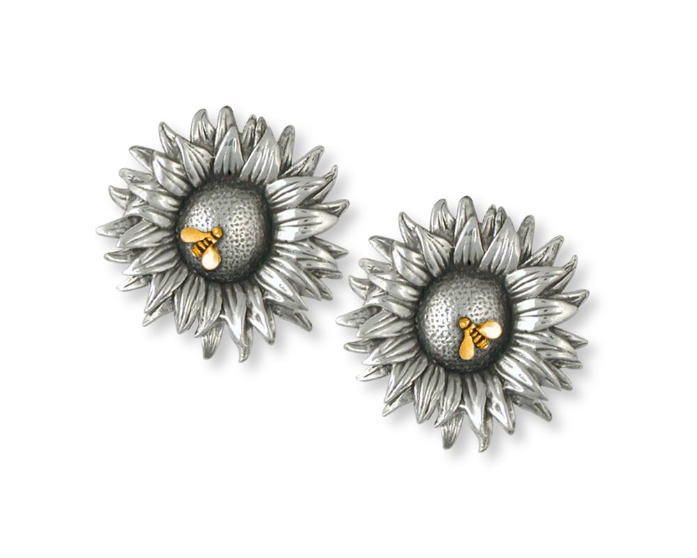 Sunflower Charms Sunflower Cufflinks Silver And Gold Flower Jewelry Sunflower jewelry