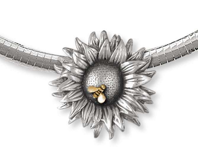 Sunflower Charms Sunflower Pendant Silver And Gold Flower Jewelry Sunflower jewelry