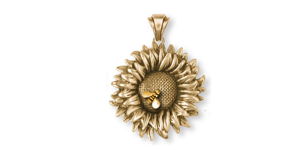 Sunflower Charms Sunflower Pendant 14k Gold Flower Jewelry Sunflower jewelry