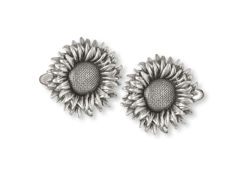 Sunflower Charms Sunflower Cufflinks Sterling Silver Flower Jewelry Sunflower jewelry