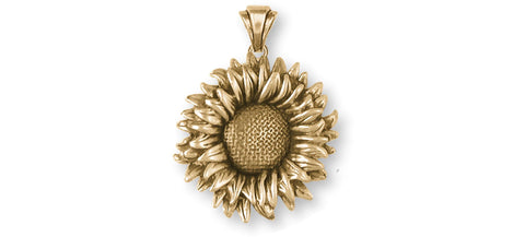 Vintage Gold Tone Sunflower Charm Holder Necklace 24” 1” x 2” Pendant