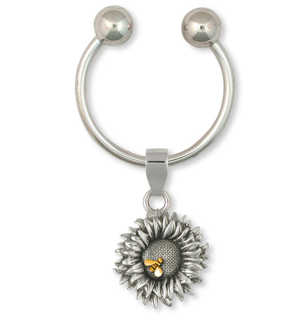 Sunflower Charms Sunflower Key Ring Silver And Gold Flower Jewelry Sunflower jewelry