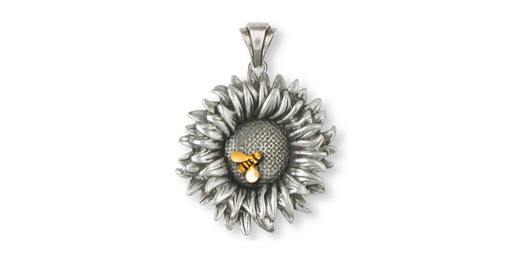 Sunflower Charms Sunflower Pendant Silver And Gold Flower Jewelry Sunflower jewelry