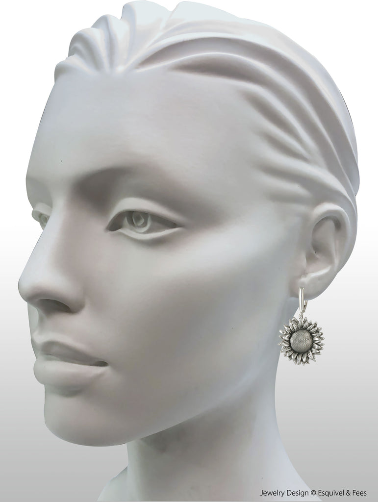 Sunflower Earrings Jewelry Sterling Silver Handmade Flower Earrings SF4-E