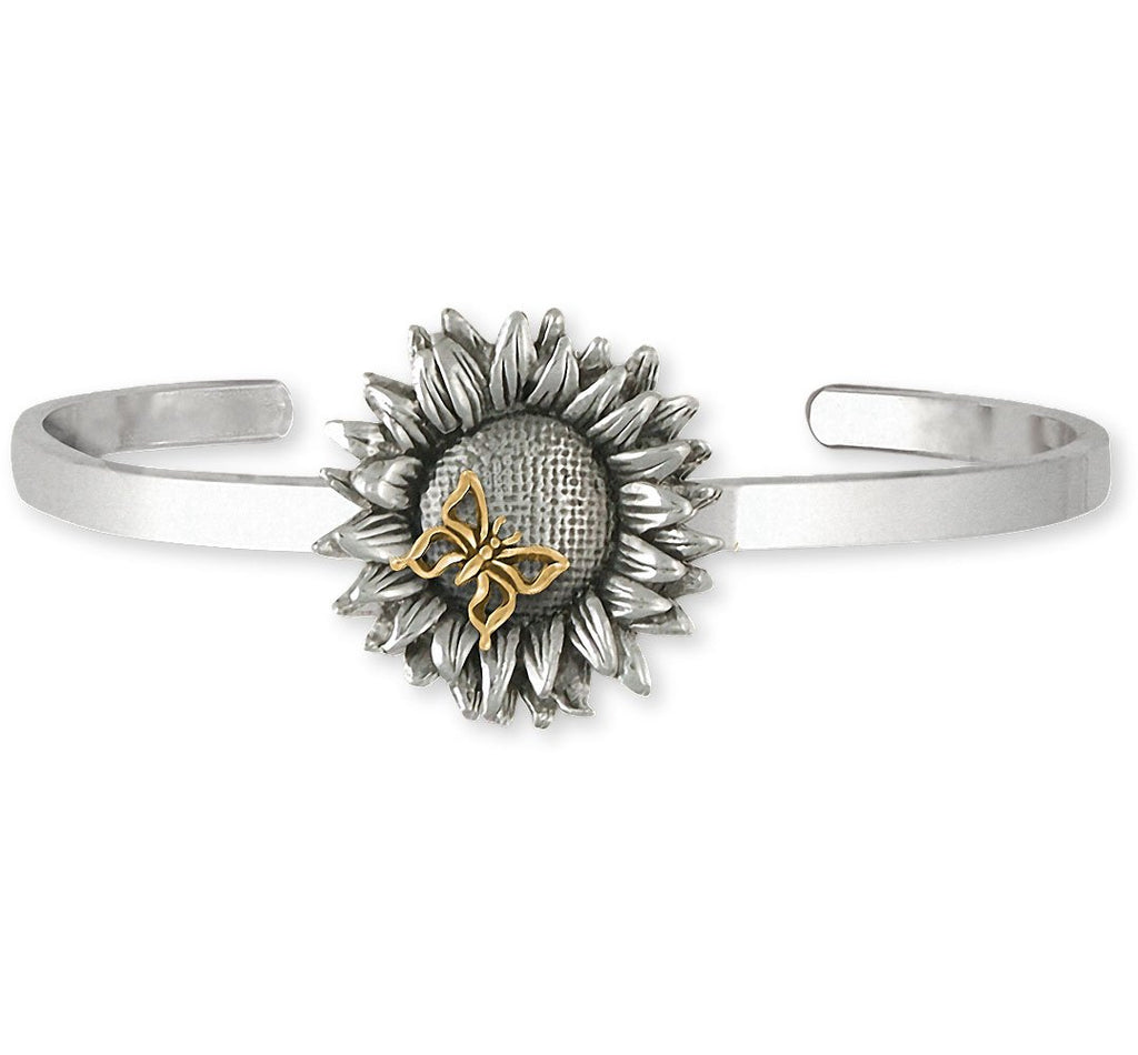 Sunflower Charms Sunflower Bracelet Silver And 14k Gold Flower Jewelry Sunflower jewelry