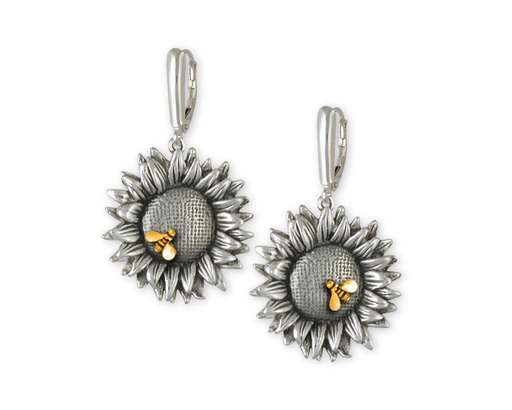 Sunflower Charms Sunflower Earrings Silver And Gold Flower Jewelry Sunflower jewelry