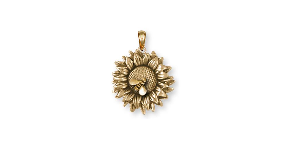 Sunflower Charms Sunflower Pendant 14k Gold Flower Jewelry Sunflower jewelry