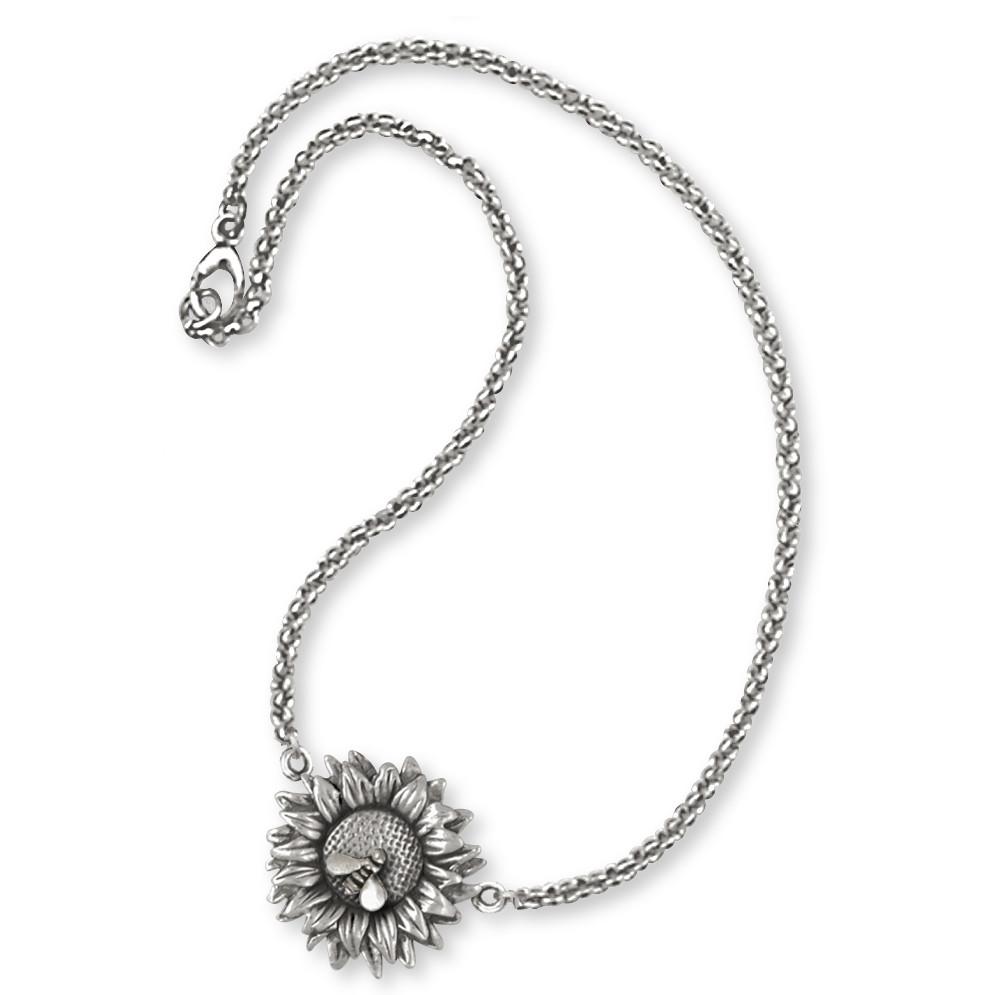 Sunflower Charms Sunflower Ankle Bracelet Sterling Silver Flower Jewelry Sunflower jewelry