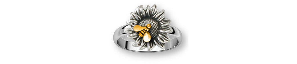 Sunflower Ring Jewelry Silver And Gold Handmade Flower Ring SF6-TNR