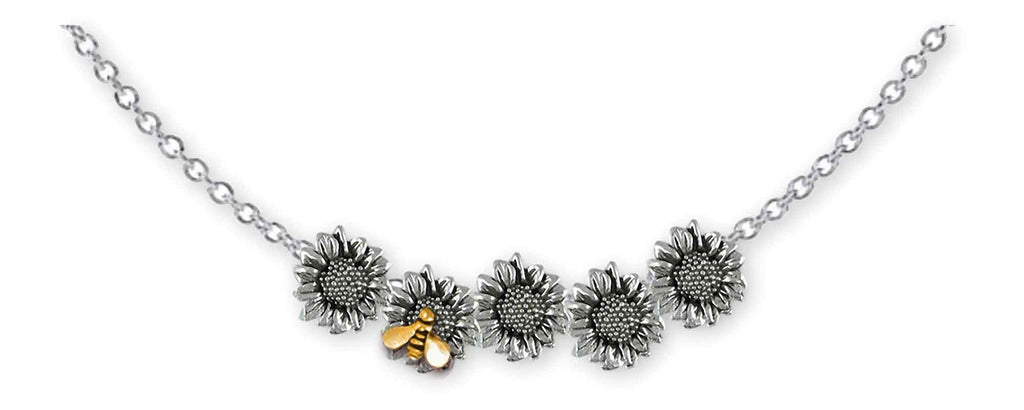 Sunflower Charms Sunflower Necklace Silver And 14k Gold Sunflower Jewelry Sunflower jewelry