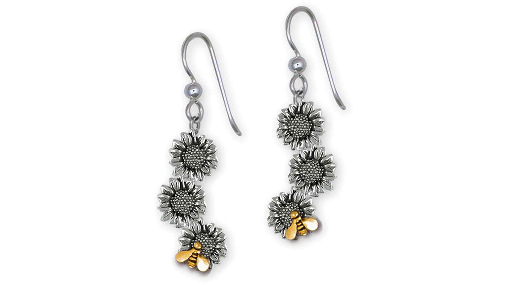 Sunflower Charms Sunflower Earrings Silver And 14k Gold Sunflower Jewelry Sunflower jewelry