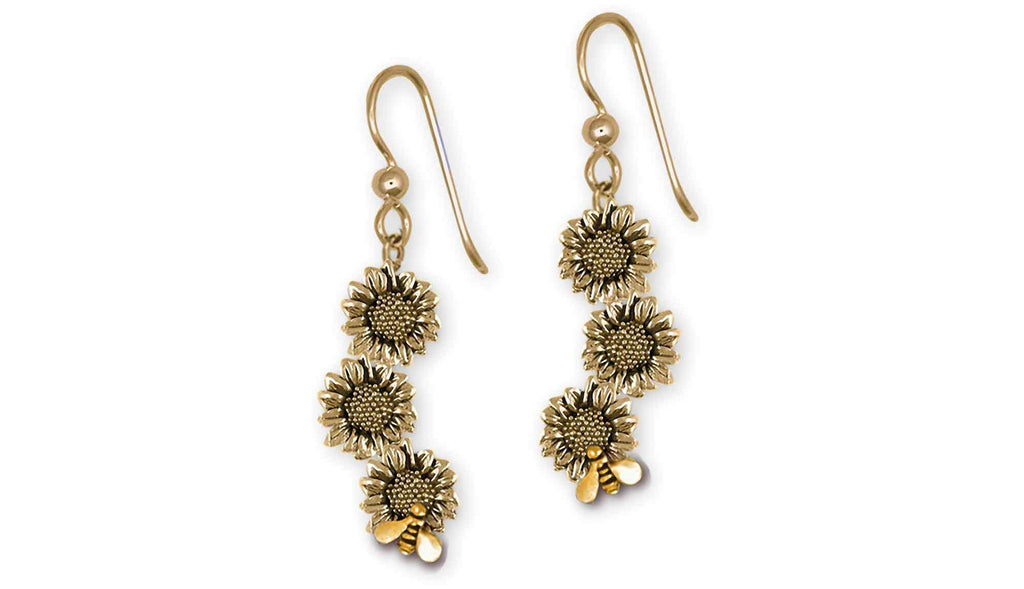 Sunflower Charms Sunflower Earrings 14k Gold Sunflower Jewelry Sunflower jewelry