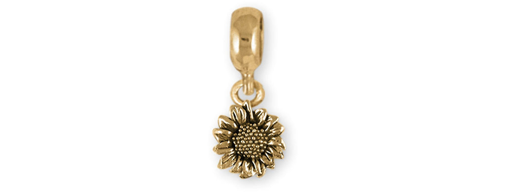 Sunflower Charms Sunflower Charm Slide 14k Gold Sunflower Jewelry Sunflower jewelry