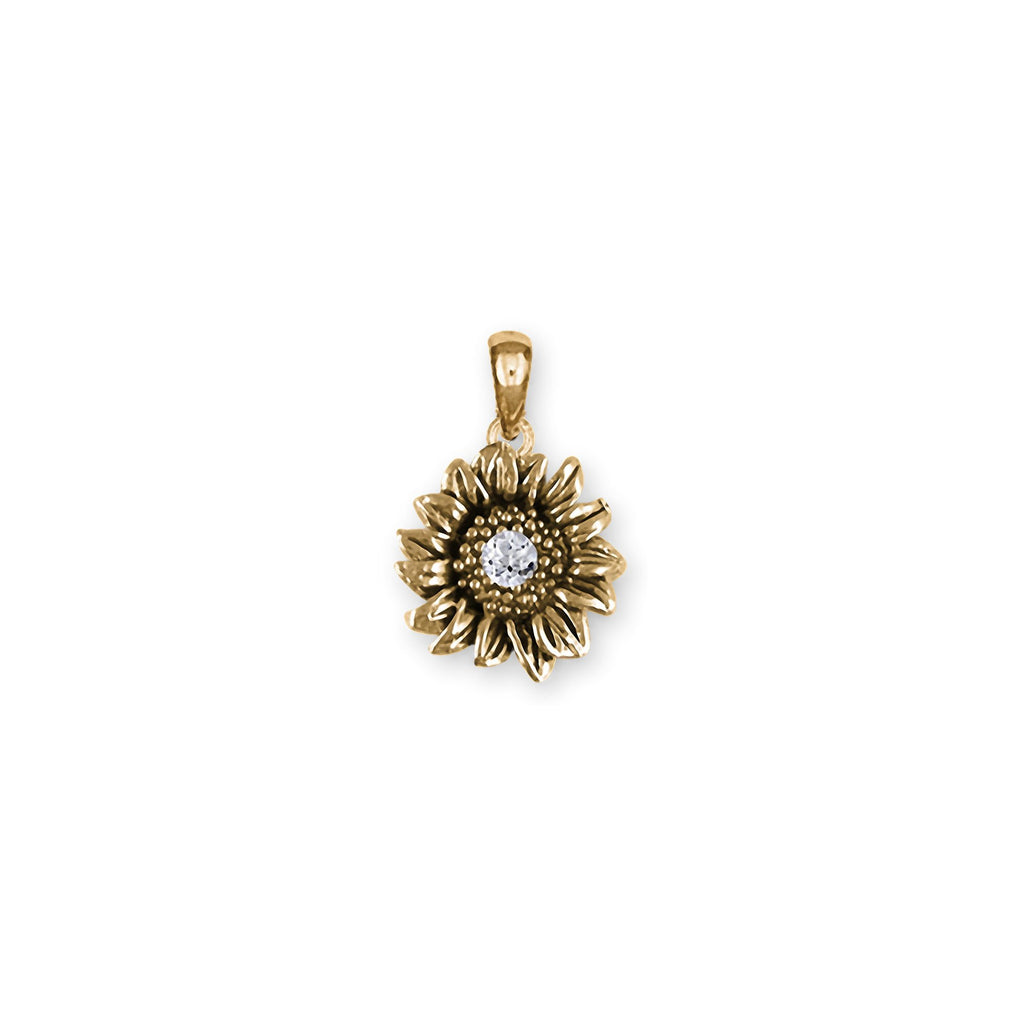 Sunflower Charms Sunflower Pendant 14k Gold Sunflower With Birthstone Jewelry Sunflower jewelry
