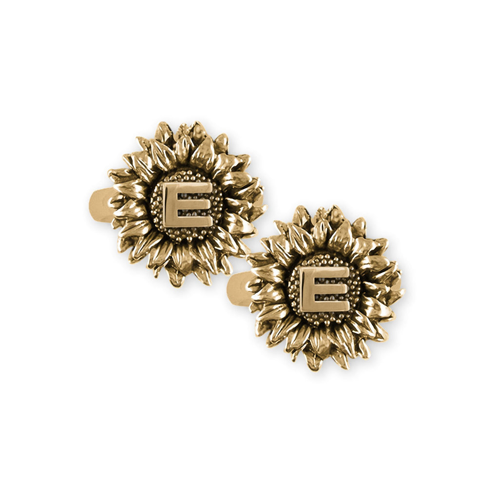 Sunflower Charms Sunflower Cufflinks 14k Gold Sunflower With Initials Jewelry Sunflower jewelry