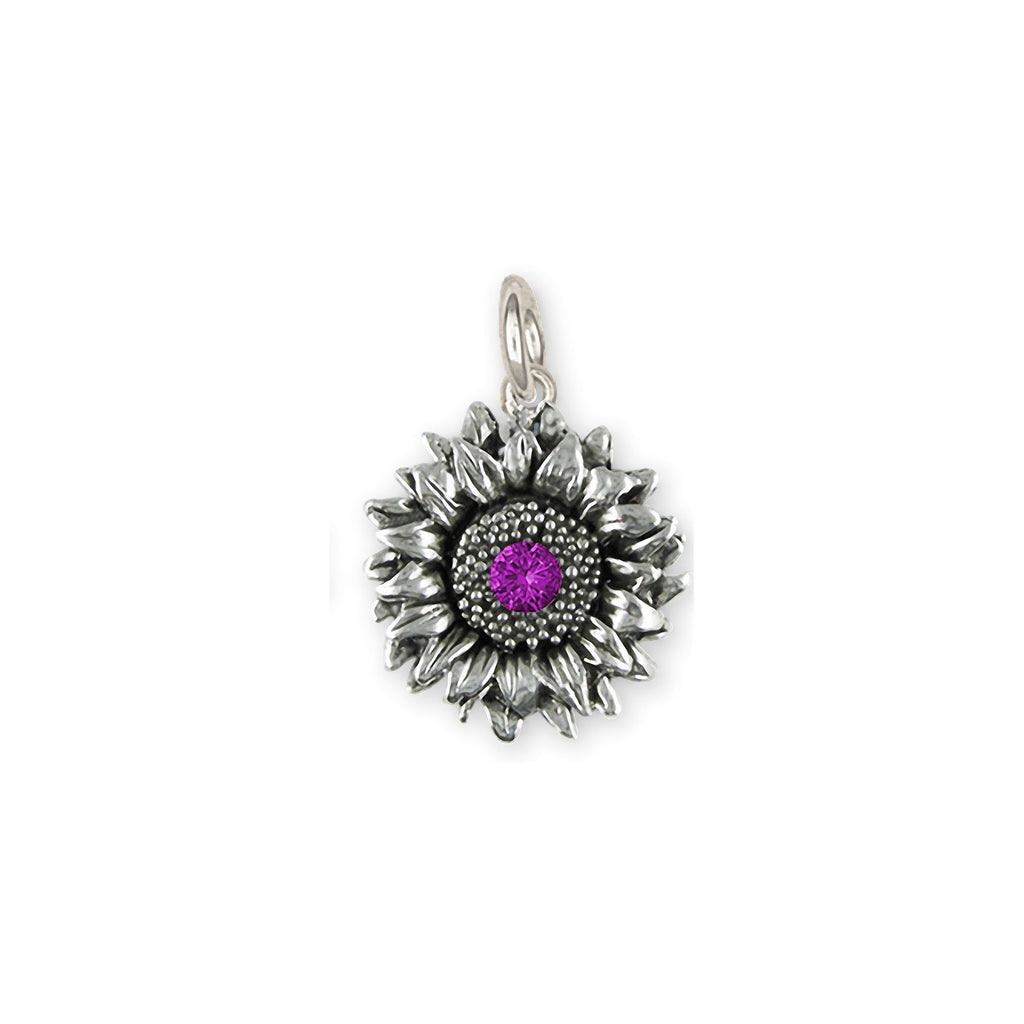 Sunflower Charms Sunflower Charm Sterling Silver Sunflower With Birthstone Jewelry Sunflower jewelry