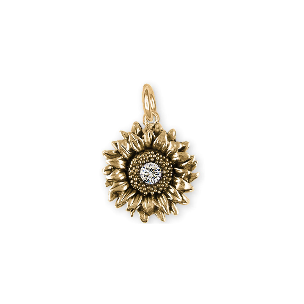 Sunflower Charms Sunflower Charm 14k Gold Sunflower With Birthstone Jewelry Sunflower jewelry